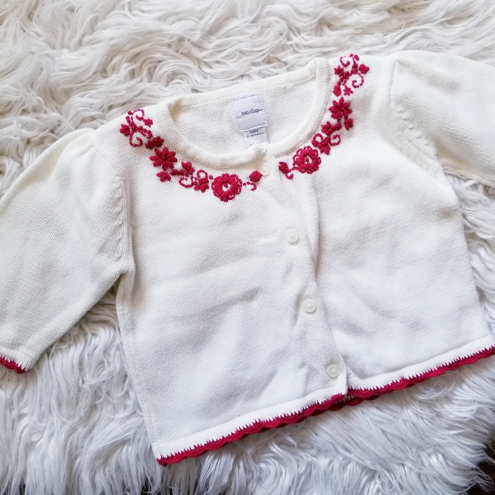 Baby gap embroidered button up sweater - Picture 2 of 5